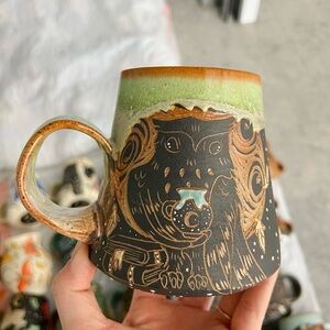 Pitch Pine Pottery cozy owl mug